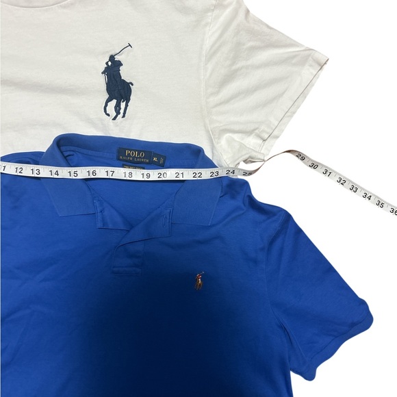 Lot of 2 Polo Ralph Lauren XL White Big Pony Tee Blue Pima Soft Touch Polo - Picture 9 of 12